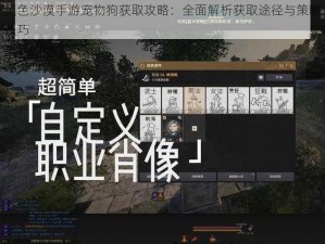 黑色沙漠手游宠物狗获取攻略：全面解析获取途径与策略技巧