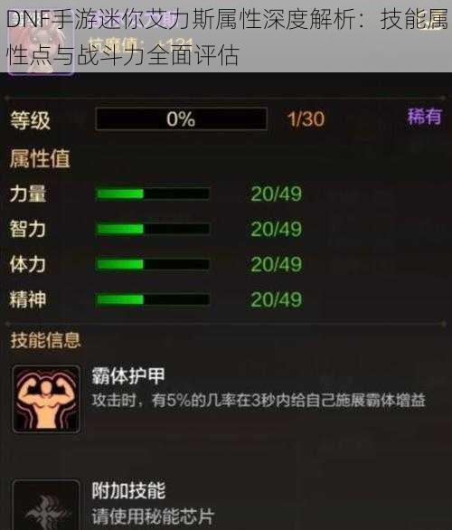 DNF手游迷你艾力斯属性深度解析：技能属性点与战斗力全面评估