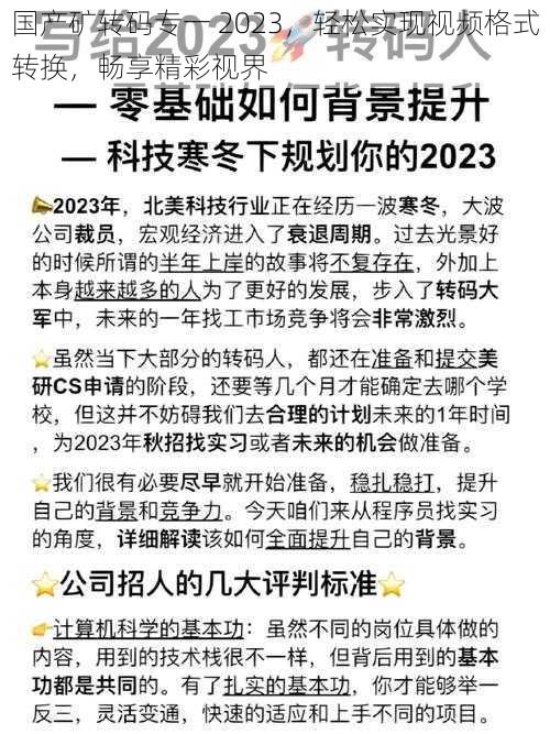 国产矿转码专一 2023，轻松实现视频格式转换，畅享精彩视界