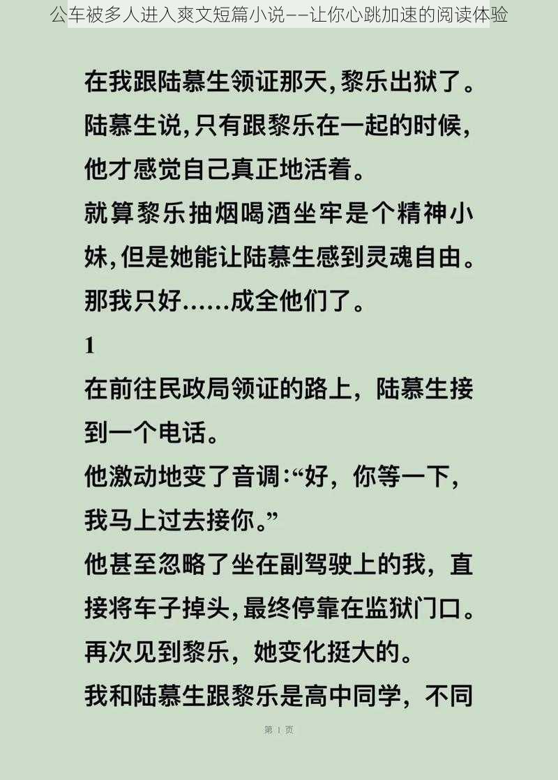 公车被多人进入爽文短篇小说——让你心跳加速的阅读体验