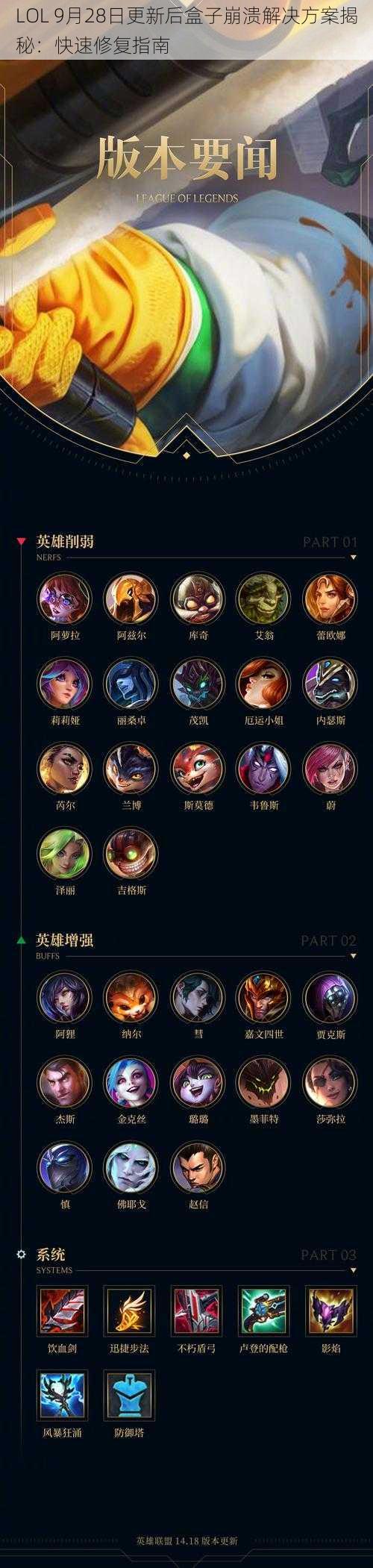 LOL 9月28日更新后盒子崩溃解决方案揭秘：快速修复指南