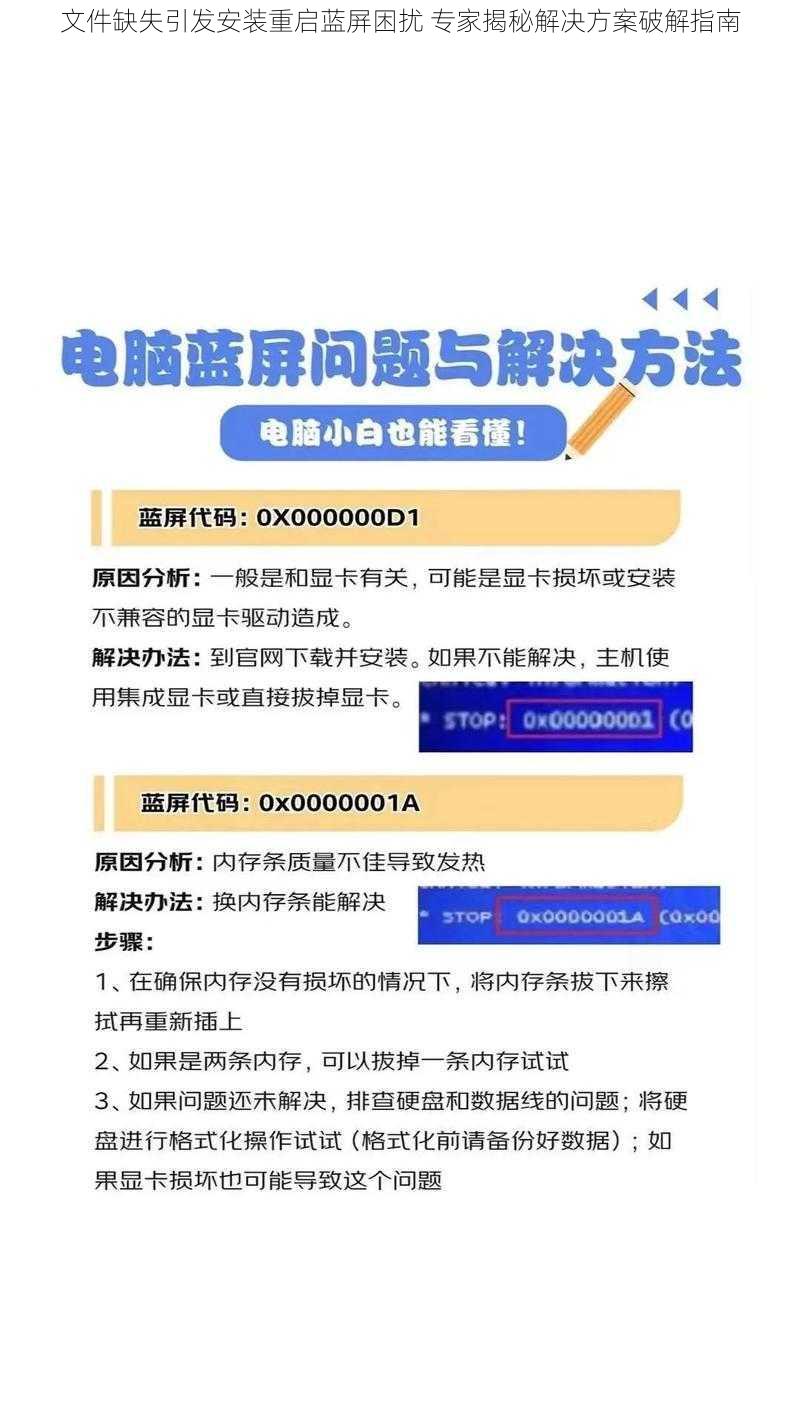 文件缺失引发安装重启蓝屏困扰 专家揭秘解决方案破解指南