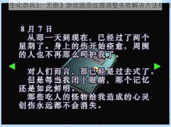 《生化奇兵3：无限》游戏画质纹理调整失败解决方法指南