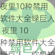 夜里10种禁用软件大全绿巨人 夜里 10 种禁用软件大全绿巨人，你想知道都有哪些吗？