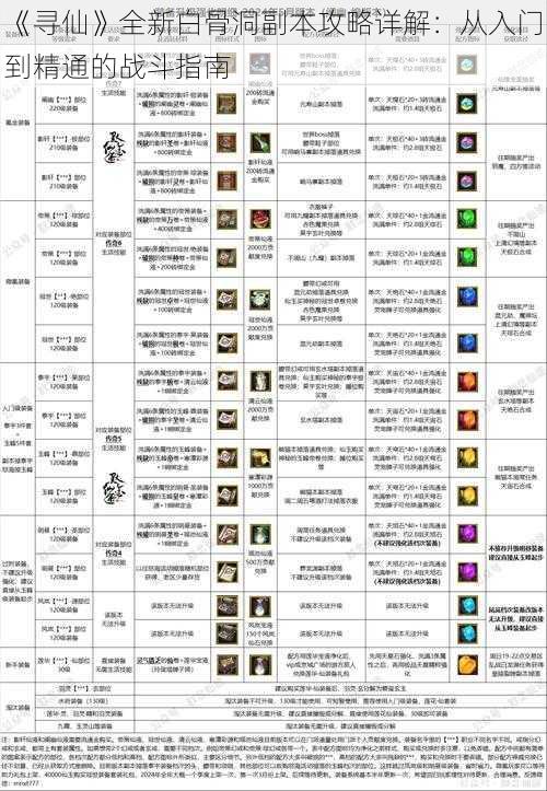 《寻仙》全新白骨洞副本攻略详解：从入门到精通的战斗指南