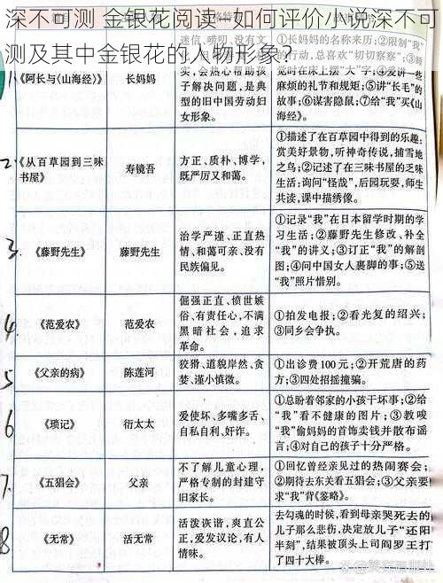 深不可测 金银花阅读—如何评价小说深不可测及其中金银花的人物形象？