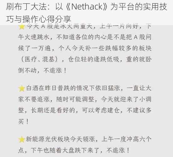 刷布丁大法：以《Nethack》为平台的实用技巧与操作心得分享