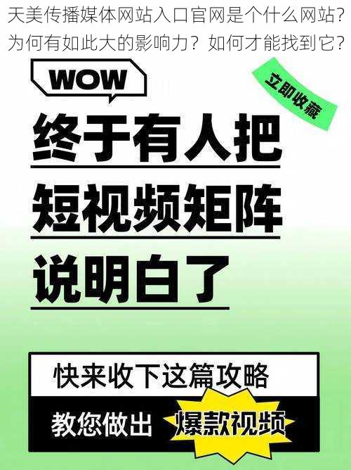 天美传播媒体网站入口官网是个什么网站？为何有如此大的影响力？如何才能找到它？