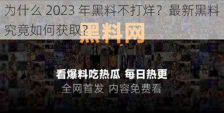 为什么 2023 年黑料不打烊？最新黑料究竟如何获取？