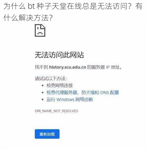 为什么 bt 种子天堂在线总是无法访问？有什么解决方法？