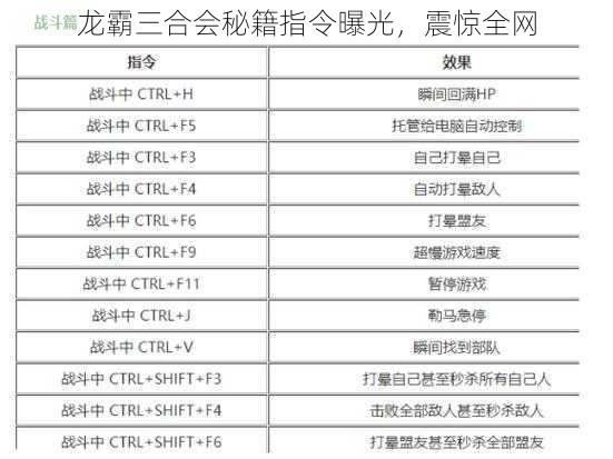 龙霸三合会秘籍指令曝光，震惊全网