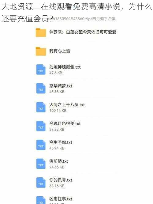 大地资源二在线观看免费高清小说，为什么还要充值会员？