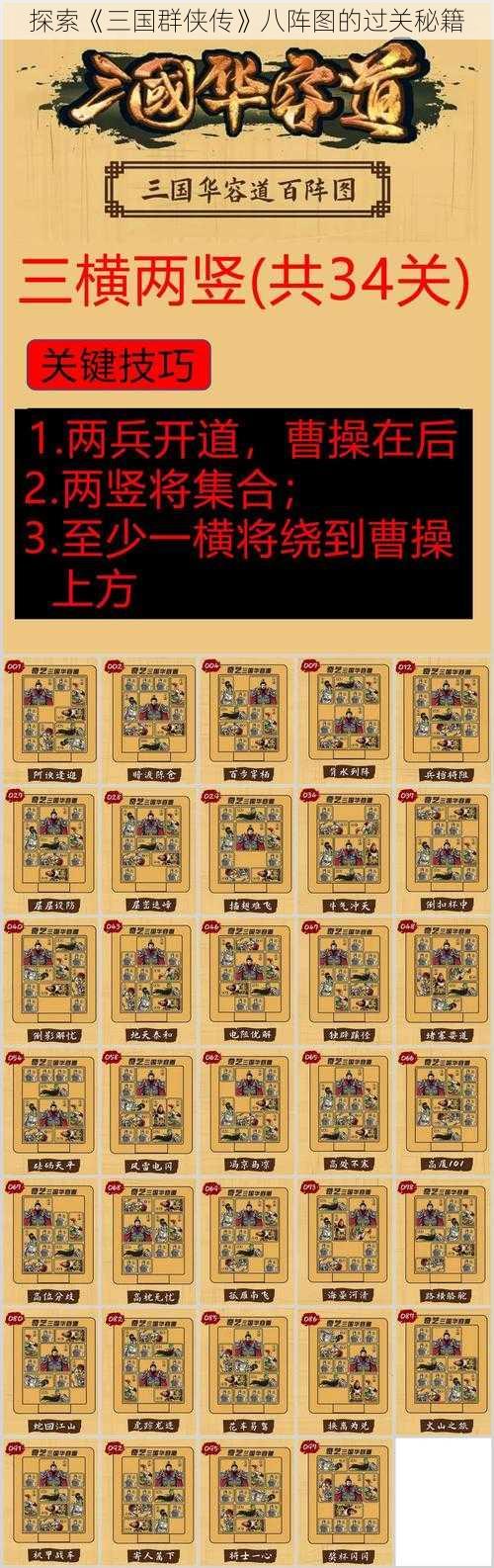 探索《三国群侠传》八阵图的过关秘籍