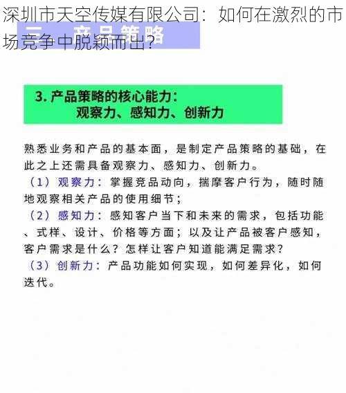 深圳市天空传媒有限公司：如何在激烈的市场竞争中脱颖而出？