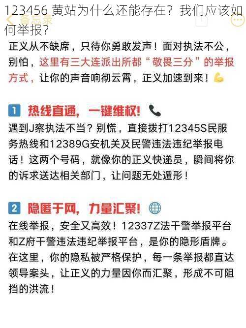 123456 黄站为什么还能存在？我们应该如何举报？