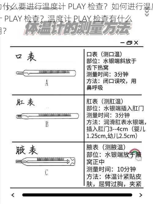 为什么要进行温度计 PLAY 检查？如何进行温度计 PLAY 检查？温度计 PLAY 检查有什么用？