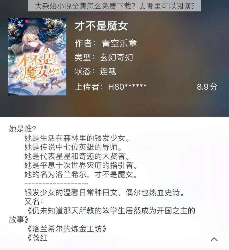 大杂烩小说全集怎么免费下载？去哪里可以阅读？