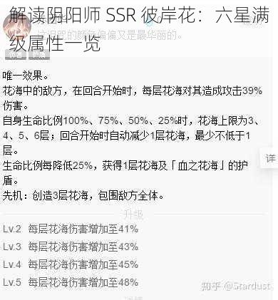 解读阴阳师 SSR 彼岸花：六星满级属性一览