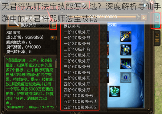 天君符咒师法宝技能怎么选？深度解析寻仙手游中的天君符咒师法宝技能
