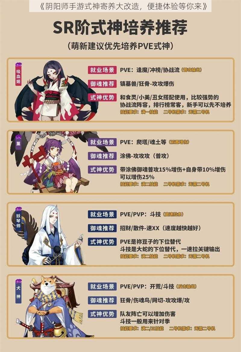 《阴阳师手游式神寄养大改造，便捷体验等你来》