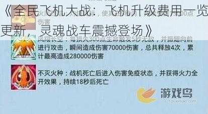 《全民飞机大战：飞机升级费用一览更新，灵魂战车震撼登场》