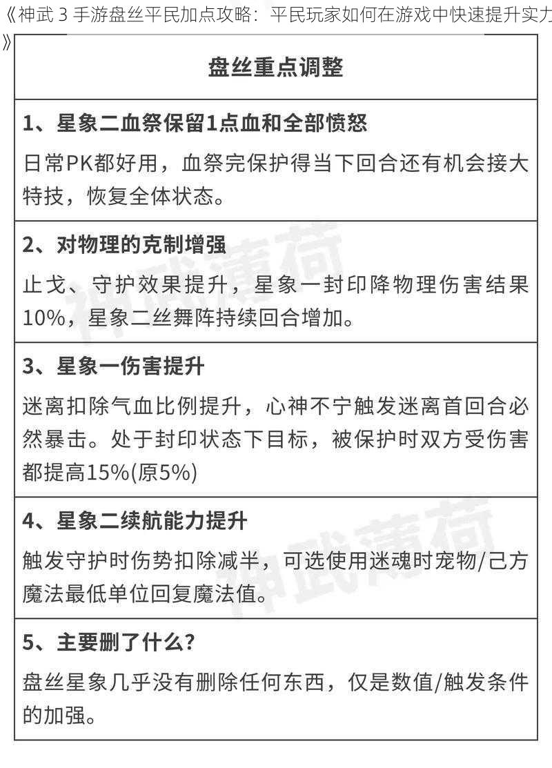 《神武 3 手游盘丝平民加点攻略：平民玩家如何在游戏中快速提升实力》