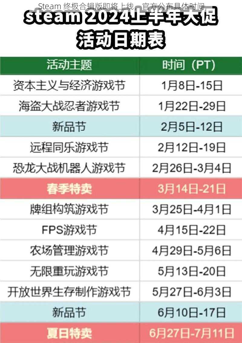 Steam 终极合辑版即将上线，官方公布具体时间