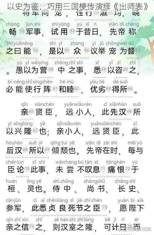 以史为鉴，巧用三国梗传演绎《出师表》